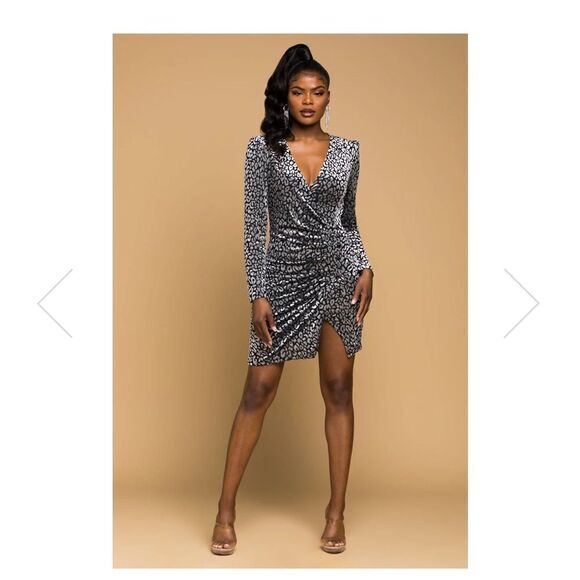 ASTR grey black velvet mini dress small s sexy - Picture 3 of 6